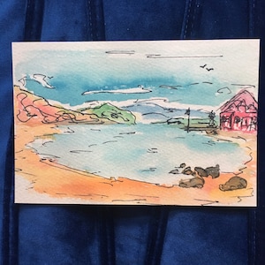 Lake Winnipesaukee Aquarelle Carte postale Impression