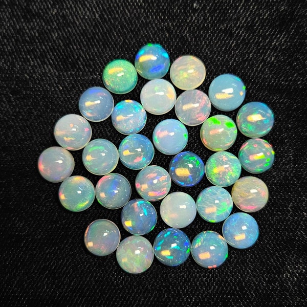 8MM Round Ethiopian Opal Cabochon Gemstone - Firey Color Play - Natural Opal Jewelry Supplies