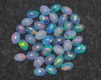 Natural Opal Cabochon Ethiopian Opal Loose Stone Calibrated Opal 4X6MM 25 Pcs Opal Gemstone For Jewelry