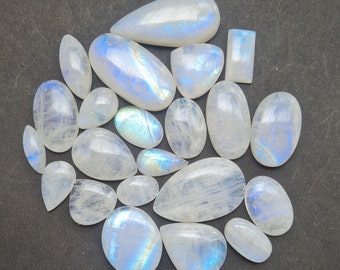 White Rainbow Moonstone Far Size Cabochon - Natural Gemstone for Jewelry Making