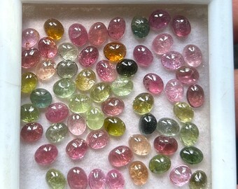 50 Pieces 5X4 MM Tourmaline Cabochon Gemstone~ Natural Tourmaline Gemstone~ Tourmaline Gemstone~ Oval Tourmaline Cabochon~ Tourmaline Stone