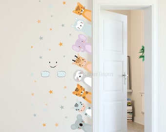 Cute Animals Door Edge Wall Decal Baby Room Wall Decor Animals Nursery Wall Sticker Baby And Kids Room Wall Stickers