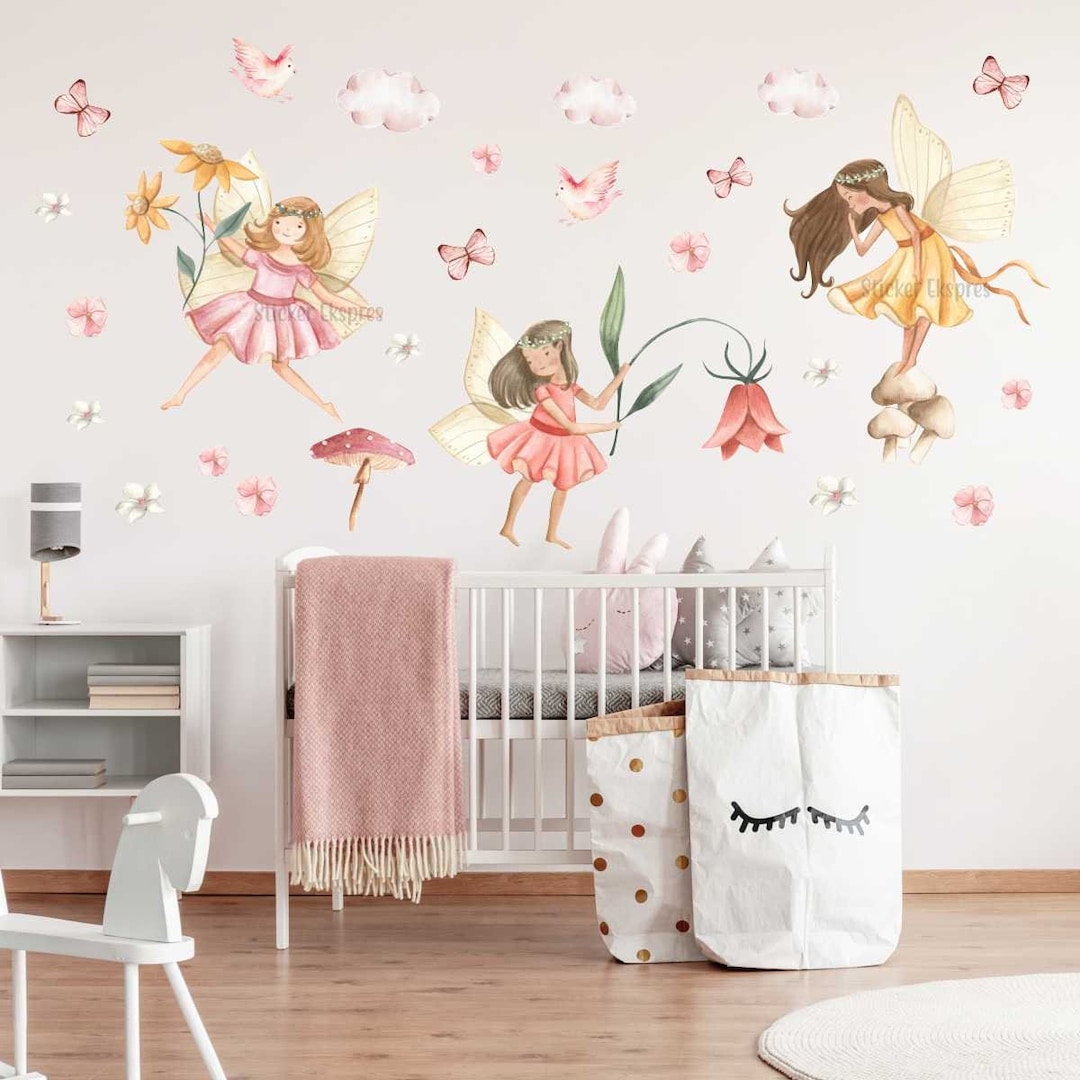 Flower Fairies and Butterflies Wall Decal, Fairy Wall Stickers, Fairy