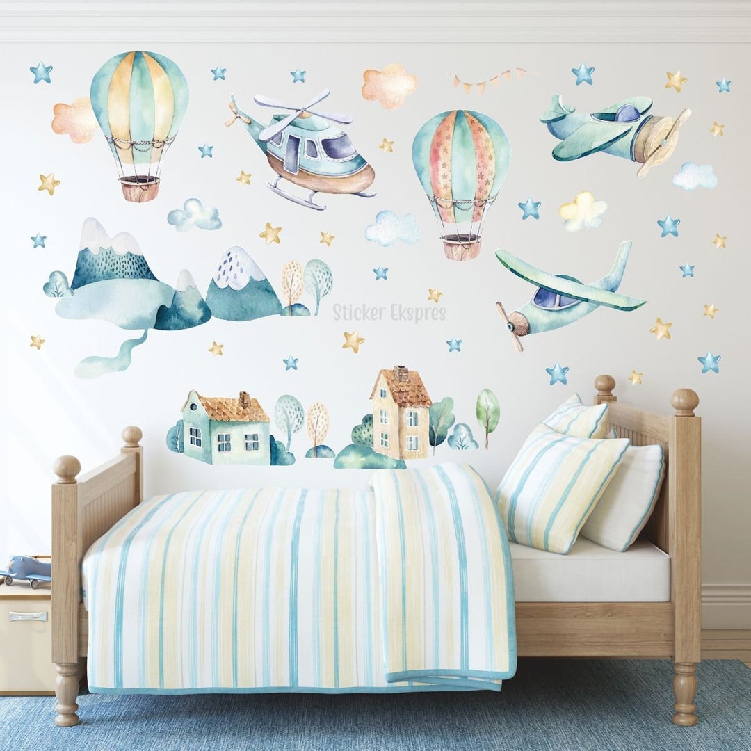 Hot Air Balloon Wall Decals Plane Wall Decals Hot Air Etsy