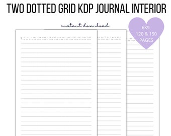 Dos plantillas de diario KDP de línea punteada aprobadas / PDF de 150 y 120 páginas / Diario de descarga digital / Plantilla KDP / Uso comercial