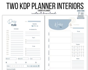 Dos plantillas de planificador de KDP aprobadas / Plantillas de planificador de 6 meses / Plantilla PDF de KDP / Diario de descarga digital / Uso comercial