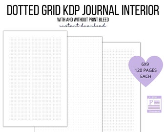 Plantilla de revista con líneas punteadas de KDP aprobada / 120 páginas PDF / Diario de descarga digital / 6x9 Plantilla KDP de 120 páginas / Uso comercial
