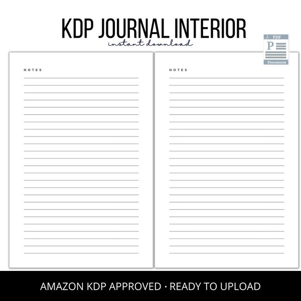Approved KDP Journal Template | 125 Pages PDF | Digital Download Journal  | 6x9 125 Pages KDP Template | Commercial Use