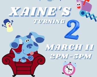 custom blues clues digital invitation, party invitation for kids, kids invitation, blue clues party, easy invitation, easy customization