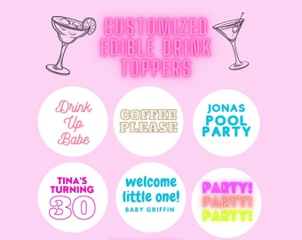 Cutomized Bartender Drink Toppers, edible decoration, drink decoration, bartender hack, for bartenders for drinks