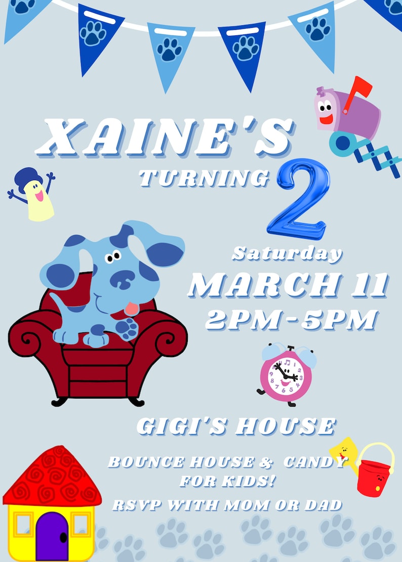 Custom Blues Clues Digital Invitation Party Invitation for Etsy