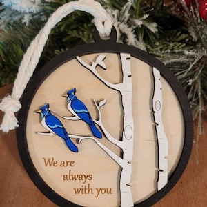 Blue Jay ornament, ornament, special gift for friend or family, loss of a loved one, memorial gift, bereavement, in memory of