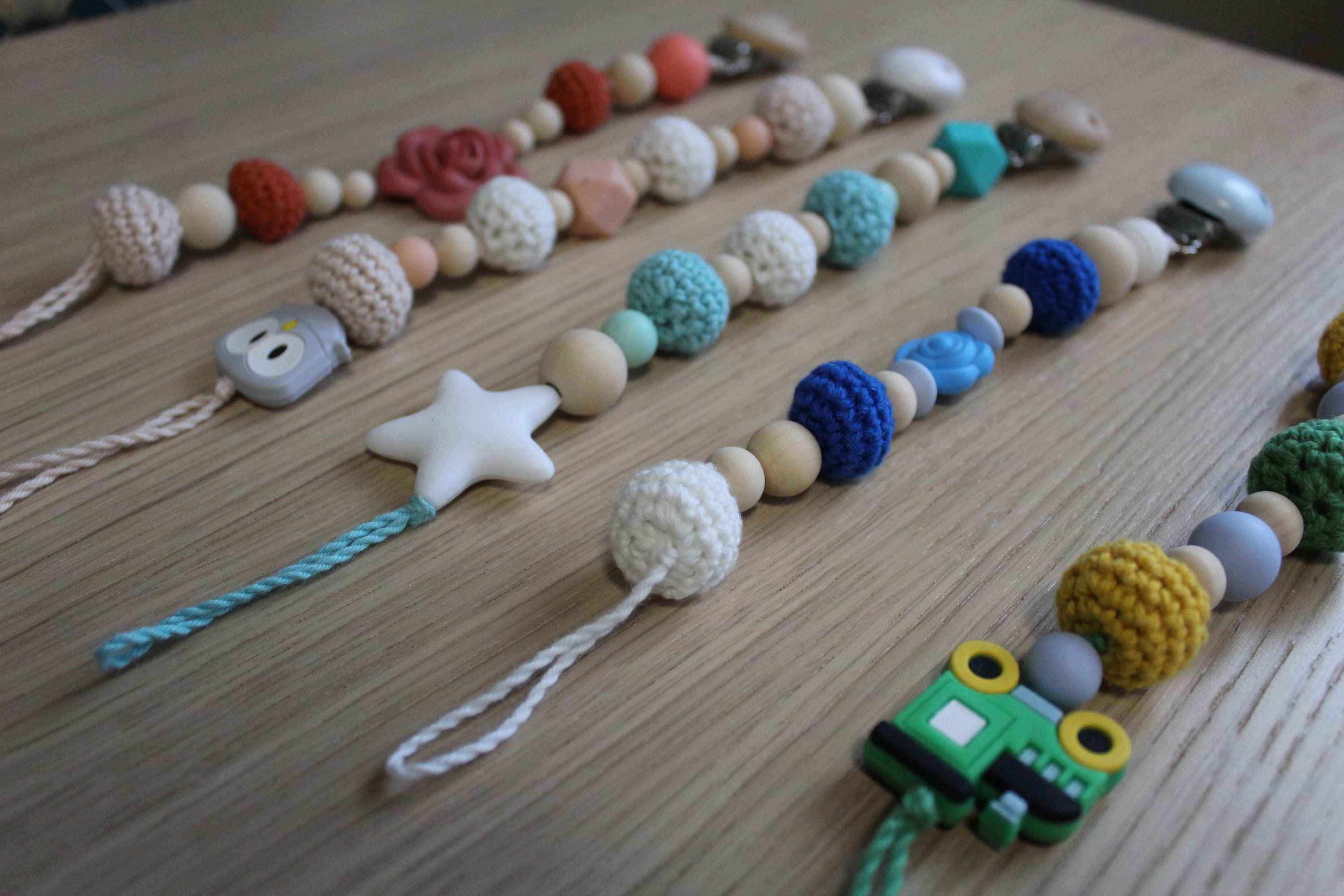 crocheted pacifier chain