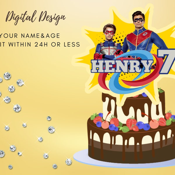 SUPERHERO HENRY KID Danger Digital Printable Cake Topper Design 1st Birthday Supplies | Super Hero Danger Custom Kids Birthday Decoration