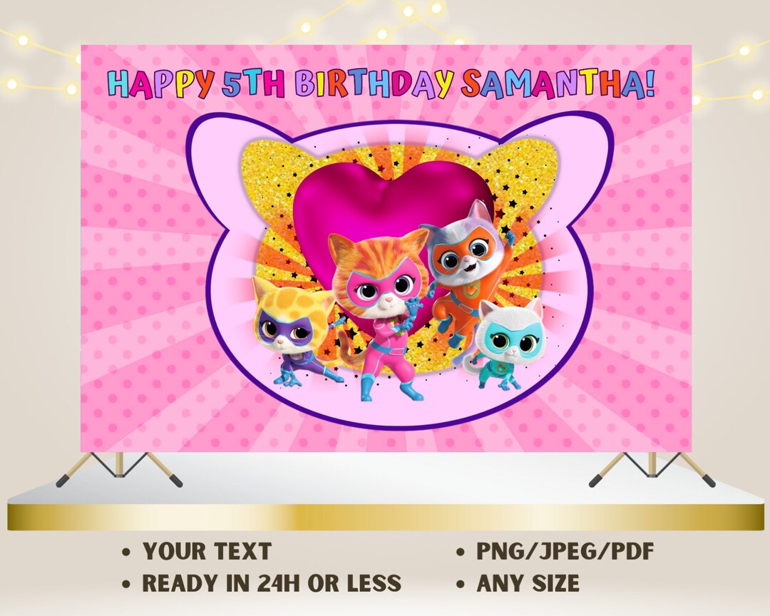 SUPER KITTIES Digital Printable Backdrop Design Kitties Birthday Party ...