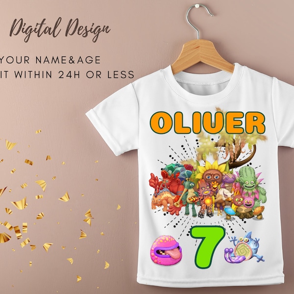 SINGING MONSTERS Digital Printable T-shirt Design Birthday Party T-shirt | You Print MONSTERS Custom Kids Birthday T-shirt