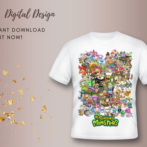 SINGING MONSTERS Digital Printable T-shirt Design Birthday Party Instant Download You Print MONSTERS Custom Kids Birthday Sublimation image 1