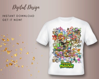 SINGING MONSTERS Digital Printable T-shirt Design Birthday Party Instant Download | You Print MONSTERS Custom Kids Birthday Sublimation