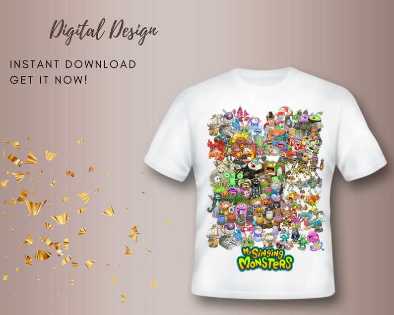 SINGING MONSTERS Digital Printable T-shirt Design Birthday Party Instant Download You Print MONSTERS Custom Kids Birthday Sublimation image 1