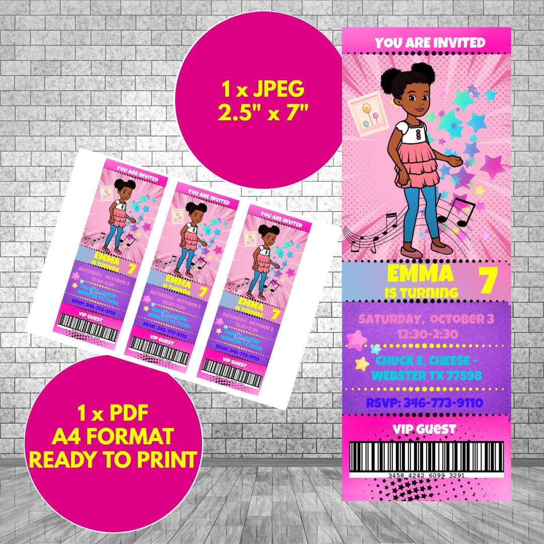 GRACIE'S CORNER Ticket Invitation Digital Printable Etsy