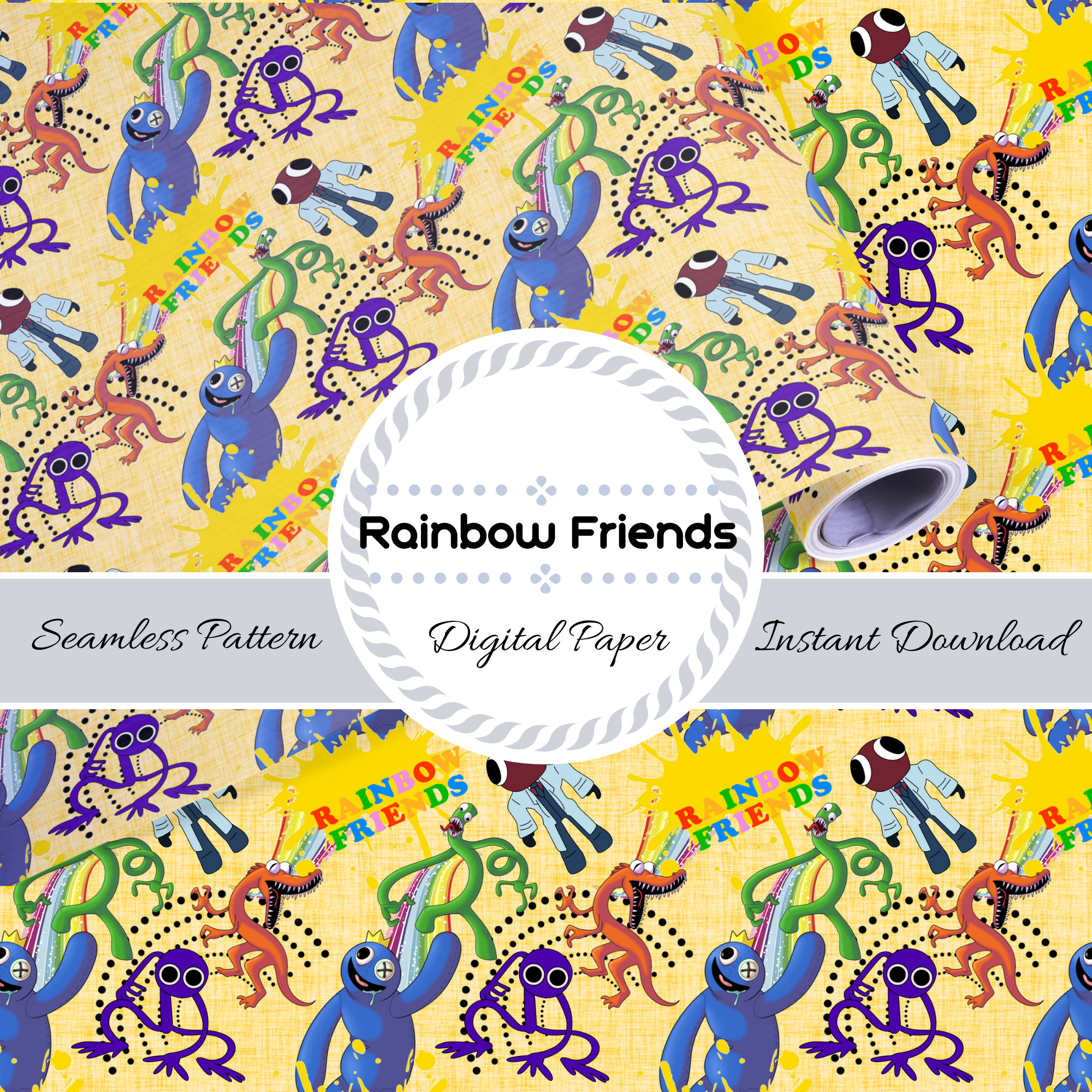 Rainbow Friends Blue and Green PDF Pattern. DIY Felt (Instant Download) 