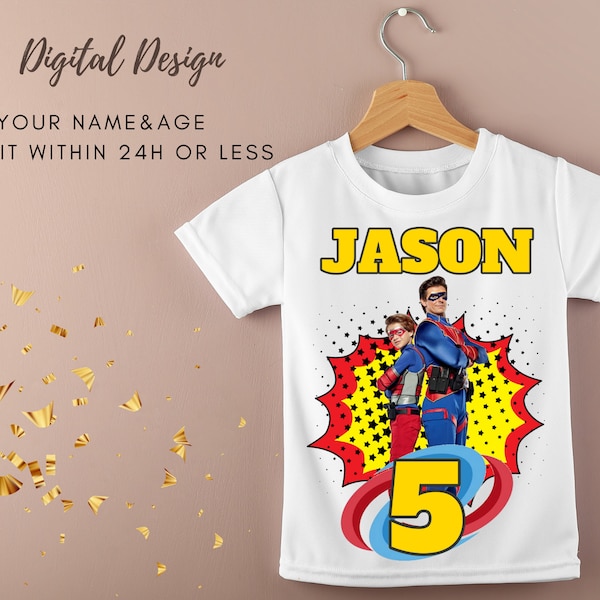 SUPERHERO FORCE DANGER Digital Printable T-shirt Design Birthday Party T-shirt | You Print Super Hero Custom Kids Birthday