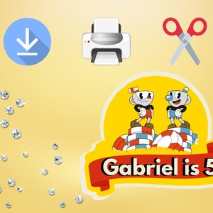 CUPHEAD Digital Printable Cake Topper Design 1st Birthday Supplies You ...