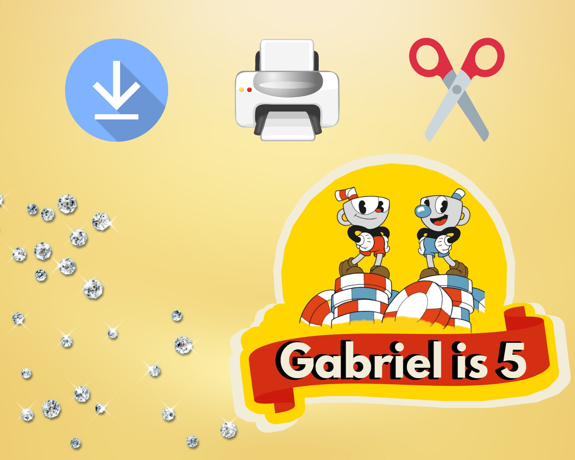 CUPHEAD Digital Printable Cake Topper Design 1st Birthday - Etsy Israel