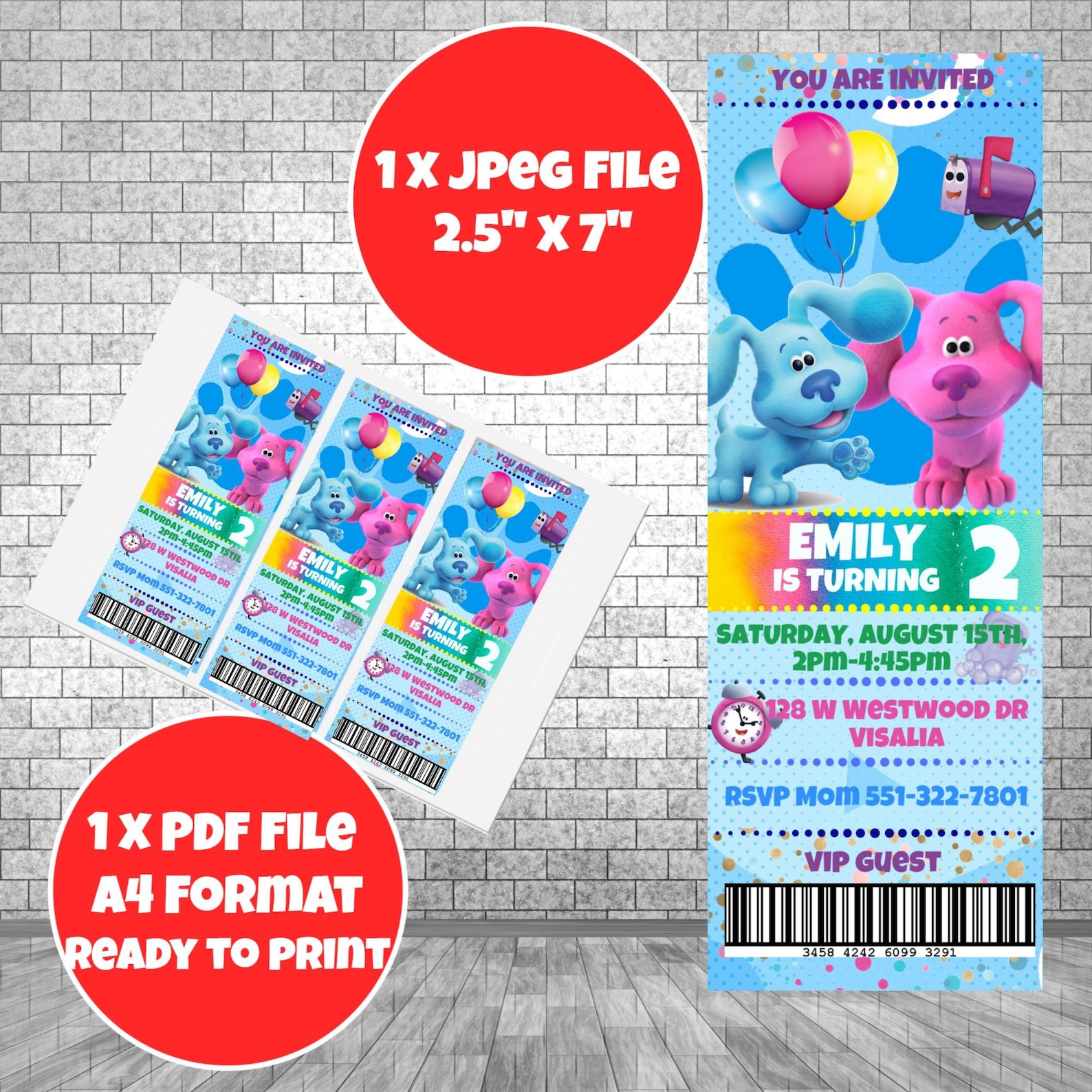 BLUES CLUES Ticket Invitation Digital Printable 1st Birthday - Etsy