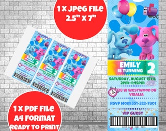 BLUES CLUES Ticket Invitation Digital Printable 1st Birthday Party | Vous imprimez Blues Clues Invitation d’anniversaire personnalisée pour enfants