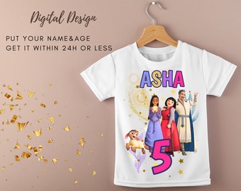 WISH ASHA Digital Printable T-shirt Design Birthday Party T-shirt | You Print ASHA Wish Custom Kids Birthday T-shirt