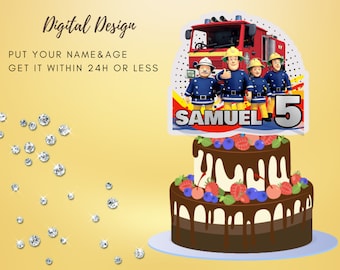 FIREMAN SAM Digital Printable Cake Topper Design 1st Birthday Supplies | You Print Baby Custom Kids Birthday Decoration