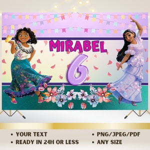 Digital Printable Backdrop Design ENCANTO Mirabel Isabela Birthday Party Poster | You Print Custom Backdrop Decoration