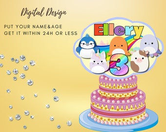 SQUISH MALLOW Digital druckbare Cake Topper Design 1st Birthday Zubehör | Sie drucken Baby Custom Kinder Squishy Geburtstag Dekoration