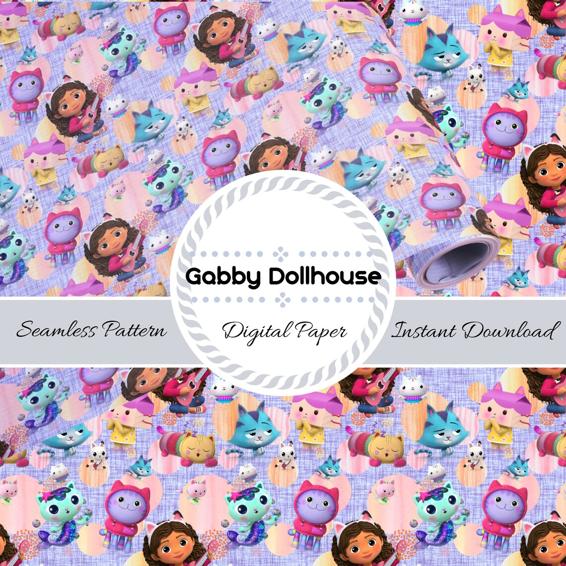 GABBY DOLLHOUSE Digital Seamless Pattern Printable Fabric Etsy UK