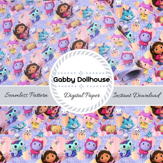DOLL HOUSE GABBY Modello senza cuciture digitale Tessuto stampabile Carta  da imballaggio per feste di compleanno / Stampa personalizzata Bambini Baby  1 compleanno -  Italia
