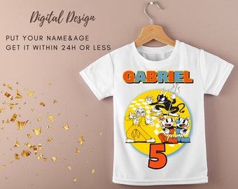 CUP HEAD Digital Printable T-shirt Design Birthday Party T-shirt | You Print Cup Head Custom Kids Birthday T-shirt