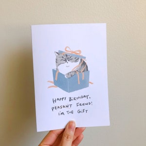 Buon compleanno - Buon compleanno contadino, compleanno di un amico, gatto divertente, festa, amante dei gatti, gatto contadino, maggiordomo, biglietti d'auguri fatti a mano