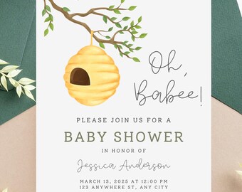Oh Babee Baby Shower Einladung + Einsätze | Digitale Vorlage | Babypartyeinladung | Babyparty einladen | Personalisiert | DIGITALE DATEI
