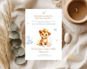 Sikh Baby Simba Birth Announcement with Gurbani | Digital Card