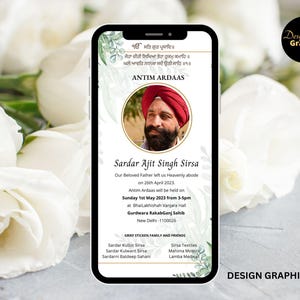 Custom Punjabi Sikh Funeral Invitation | Antim Ardaas Bhog | Memorial Digital Invite