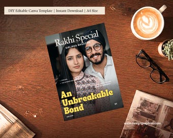 Rakhi Special Siblings Magazine | Personalised Rakhdi Gift for Brother | DIY Editable Canva Digital Rakhi Memory Book | Instant Download