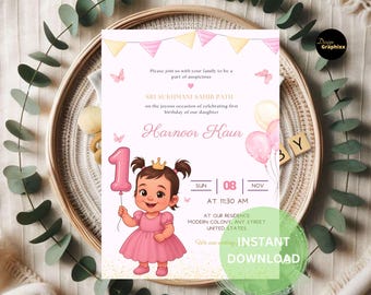 Sukhmani Sahib Path invitation Girl birthday Punjabi | Digital
