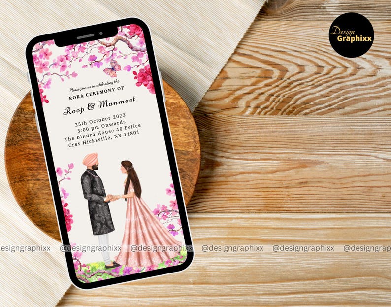 Invitation Tag Roop Digital Punjabi Roka Invitation | Elegant Indian Wedding Invite (JPEG ...