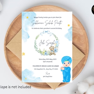 Sukhmani Sahib Paath Invitation | Akhand Paath Sahib | Editable | Sikh Boy Birthday | Sikh Invites | Sikh Baby | Digital Invitation