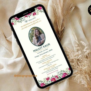 Red Roses Funeral Evite: Sikh Memorial Announcement (Digital Invite)