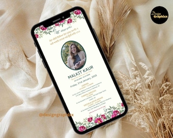 Red Roses Funeral Evite: Sikh Memorial Announcement (Digital Invite)