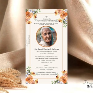 Sikh Antim Ardaas Program | Floral Funeral Invitation (Digital Invitation)