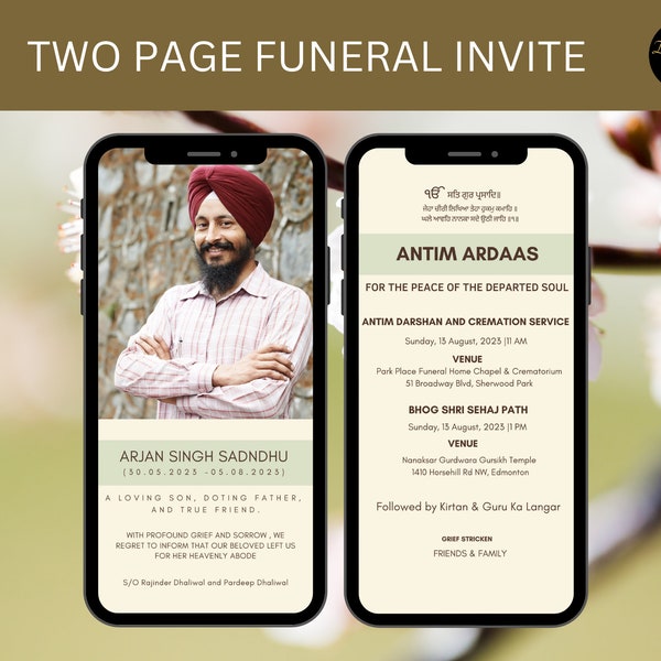 Punjabi Funeral Card Etsy