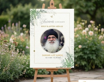 Sikh Antim Ardaas Bhog Ceremony Sign | Funeral Memorial Print | Digital